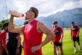 Benjamin Kololli, joueur du FC Sion, lors d'un camp d'entrainement du FC Sion avant la nouvelle saison de Super League.